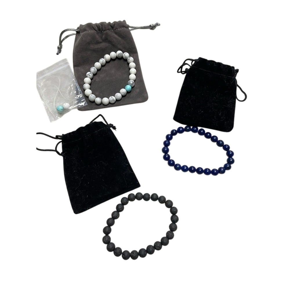 Set of Three Unisex Beaded Stretch Bracelets, Casual, Contemporary, Bohemian